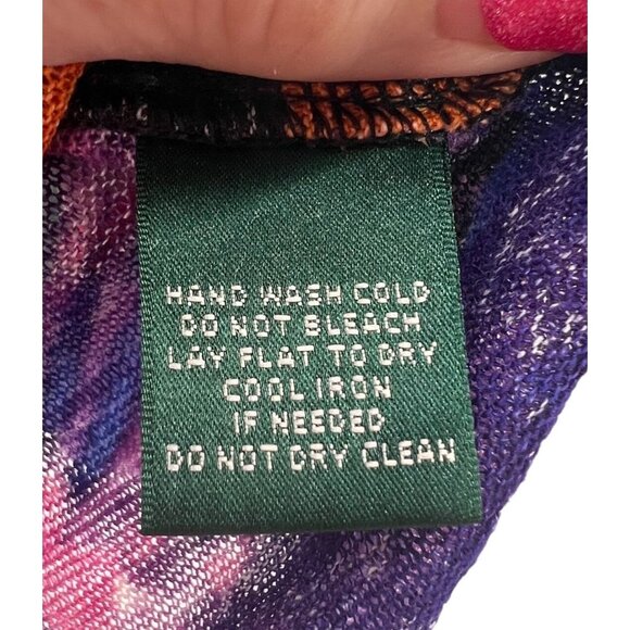 Ralph Lauren W's Top L Semi-sheer Vibrant Multicolor Floral 100% Linen - Picture 5 of 9